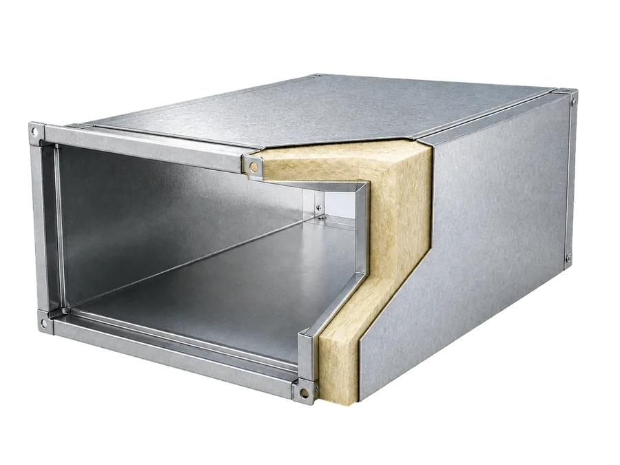 Conducto rectangular de doble pared con aislamiento intermedio