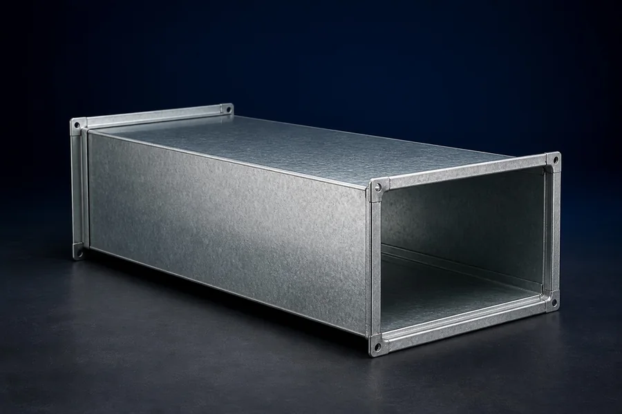 Conducto rectangular galvanizado con perfil de unión