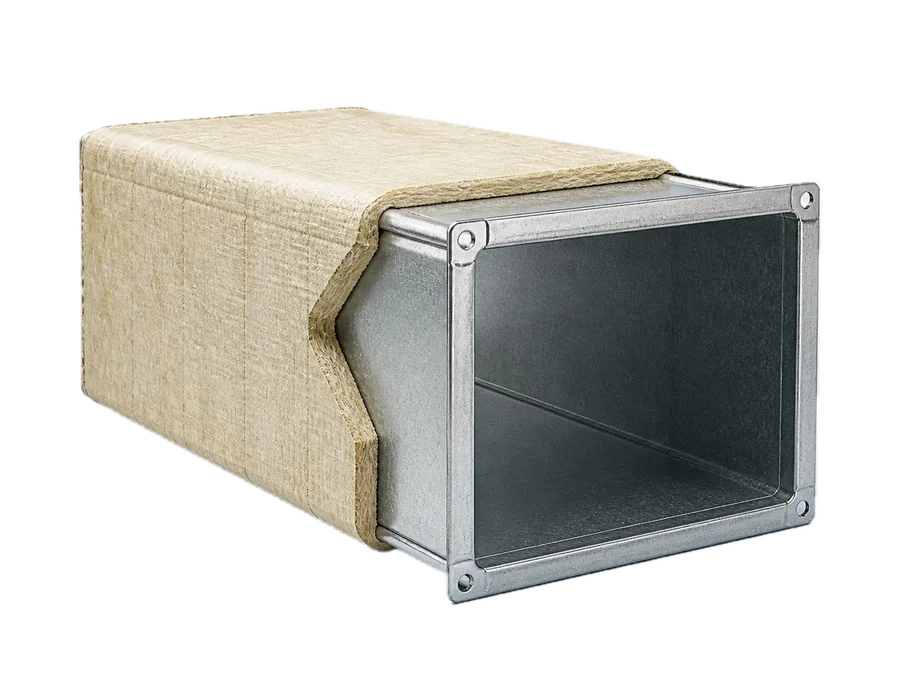 Conducto rectangular con manta exterior de lana mineral