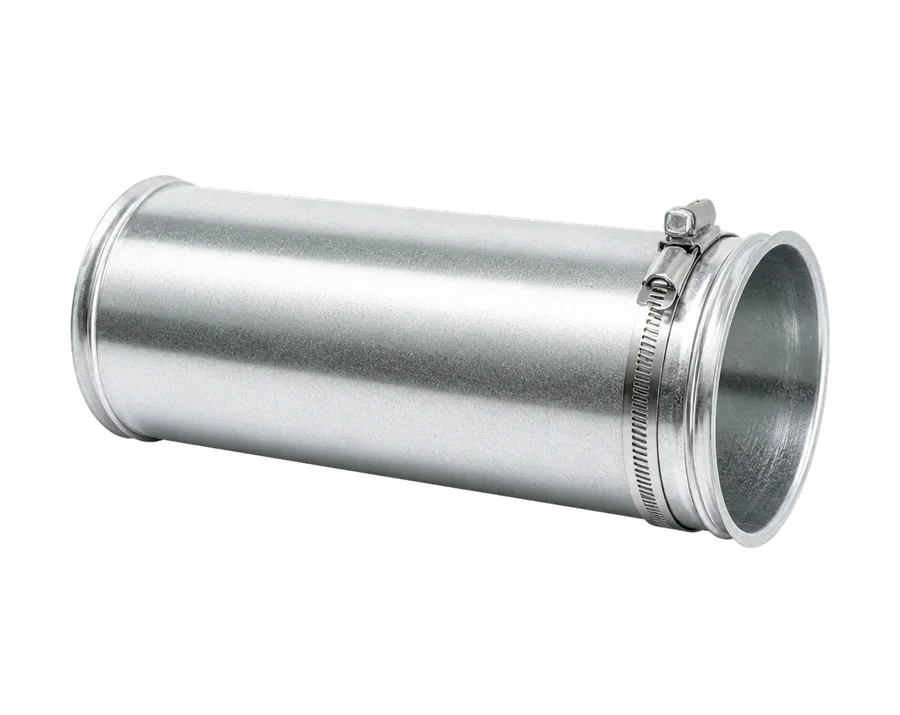 Tubo liso circular con pestañas y abrazadera